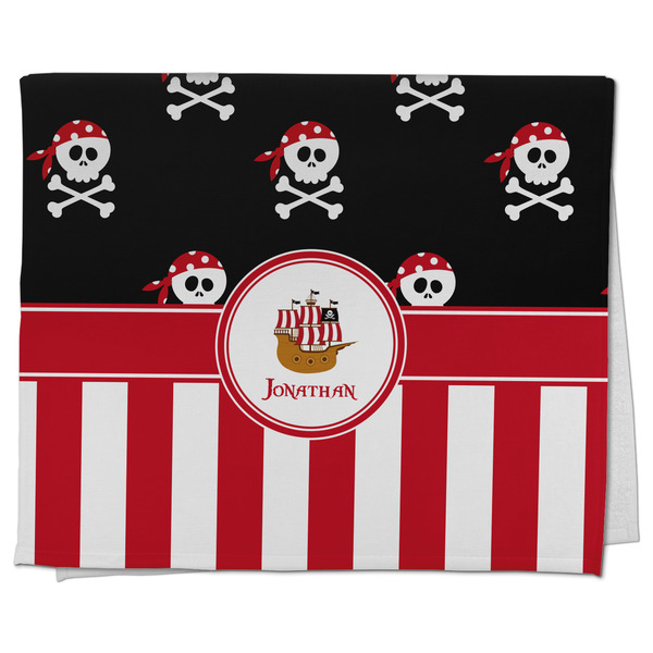 Custom Pirate & Stripes Kitchen Towel - Poly Cotton w/ Name or Text