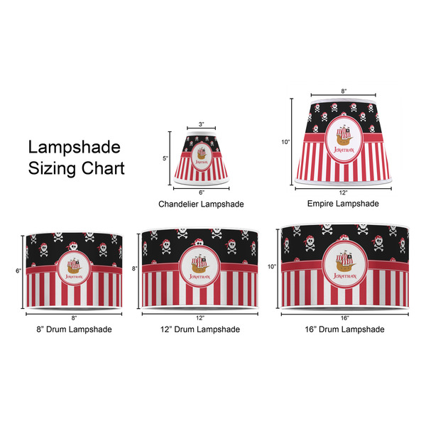 Pirate & Stripes Lampshade Sizing Chart