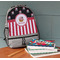Pirate & Stripes Large Backpack - Gray - On Desk