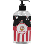 Pirate & Stripes Plastic Soap / Lotion Dispenser (16 oz - Large - Black) (Personalized)