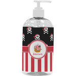 Pirate & Stripes Plastic Soap / Lotion Dispenser (16 oz - Large - White) (Personalized)
