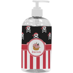 Pirate & Stripes Plastic Soap / Lotion Dispenser (16 oz - Large - White) (Personalized)