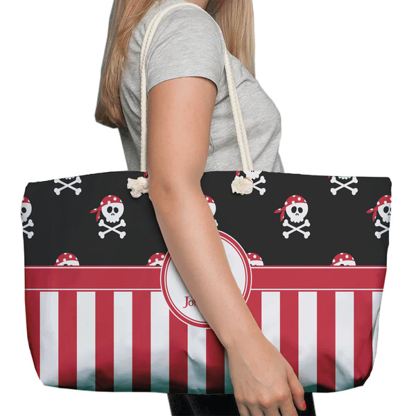 Pirate & Stripes Large Rope Tote Bag - In Context View