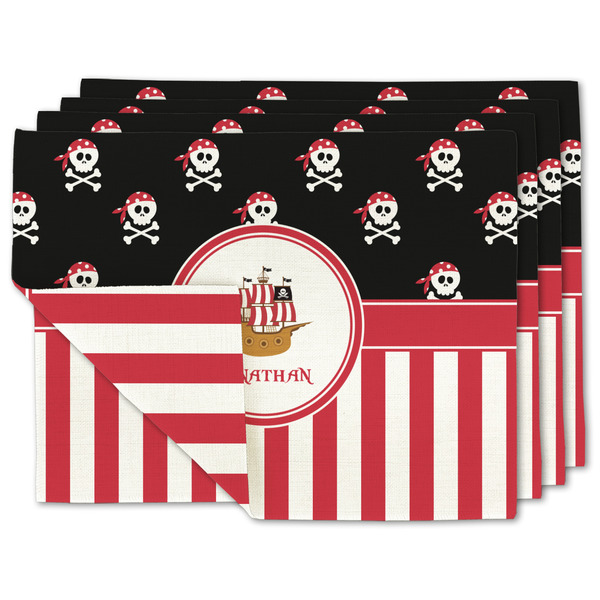 Custom Pirate & Stripes Linen Placemat w/ Name or Text