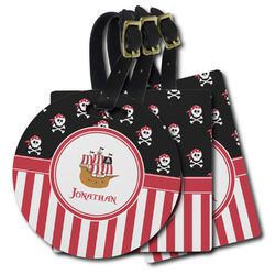 Pirate & Stripes Plastic Luggage Tag (Personalized)