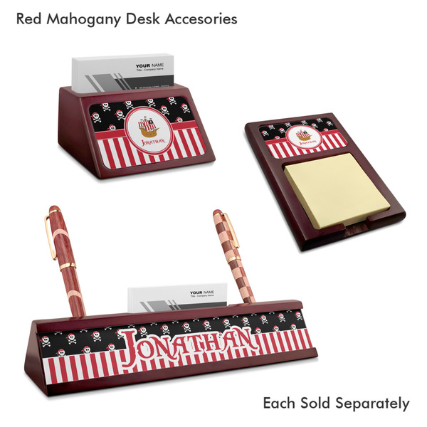 Pirate & Stripes Mahogany Desk Accessories