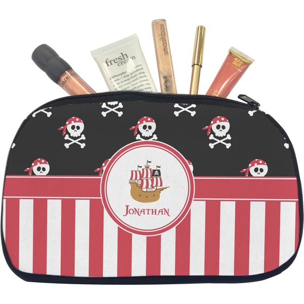 Custom Pirate & Stripes Makeup / Cosmetic Bag - Medium (Personalized)