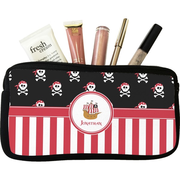 Custom Pirate & Stripes Makeup / Cosmetic Bag - Small (Personalized)