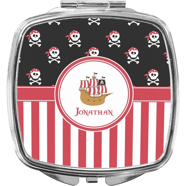 Custom Pirate & Stripes Compact Makeup Mirror (Personalized)