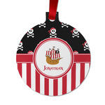 Pirate & Stripes Metal Ball Ornament - Double Sided w/ Name or Text