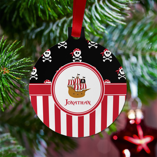 Pirate & Stripes Metal Ball Ornament - Lifestyle