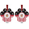 Pirate & Stripes Metal Paw Ornament - Front and Back