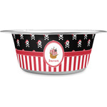 Pirate & Stripes Stainless Steel Dog Bowl - Small (Personalized)
