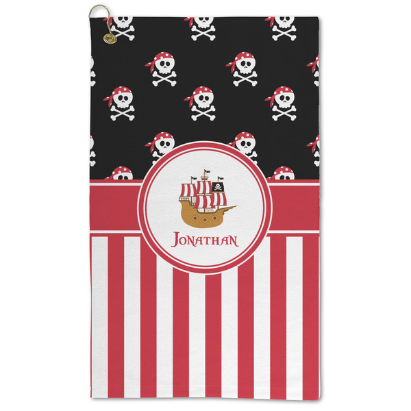 Custom Pirate & Stripes Microfiber Golf Towel - Large (Personalized)