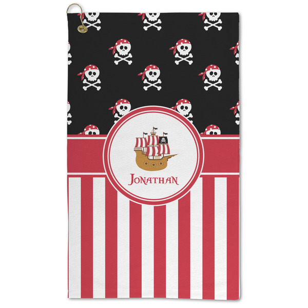 Custom Pirate & Stripes Microfiber Golf Towel - Large (Personalized)