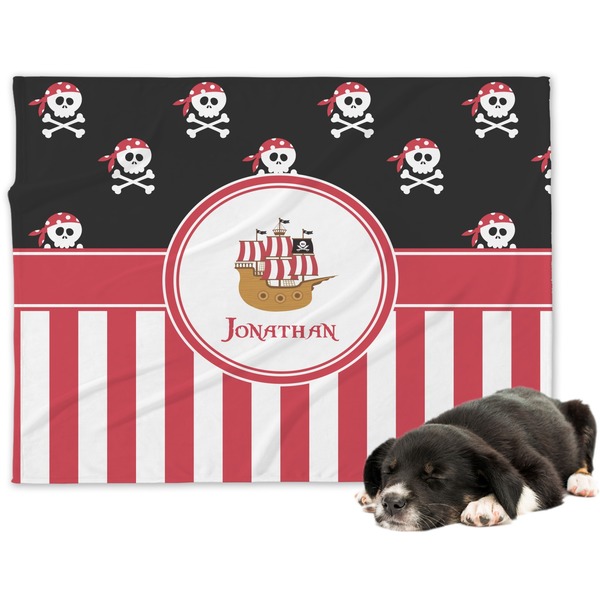 Custom Pirate & Stripes Dog Blanket - Large (Personalized)