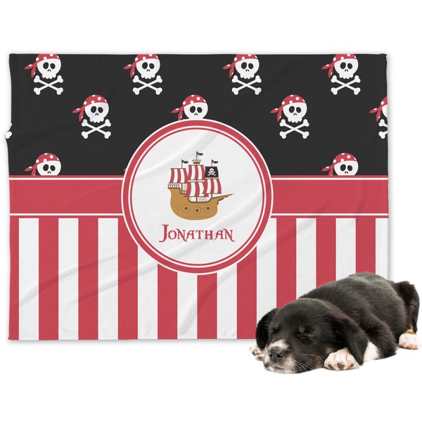 Custom Pirate & Stripes Dog Blanket - Regular (Personalized)