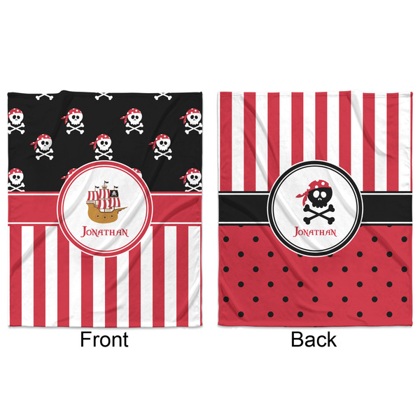 Pirate & Stripes Minky Blanket - 50"x60" - Double Sided - Front & Back