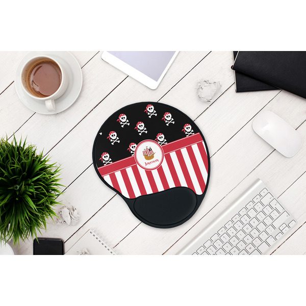 Pirate & Stripes Mouse Pad with Wrist Rest - LIFESYTLE 1