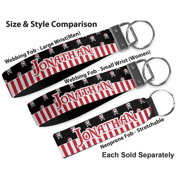 Pirate & Stripes Multiple Key Ring comparison sizes