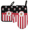Pirate & Stripes Left Oven Mitt & Pot Holder Set w/ Name or Text