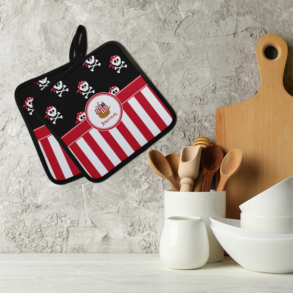 Pirate & Stripes Neoprene Pot Holder - Set of 2  LIFESTYLE