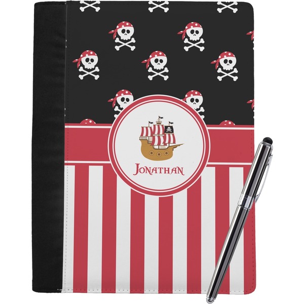 Custom Pirate & Stripes Notebook Padfolio - Large w/ Name or Text