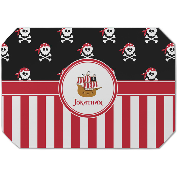 Custom Pirate & Stripes Dining Table Mat - Octagon (Single-Sided) w/ Name or Text