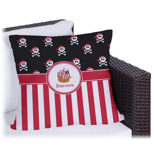 Custom Pirate & Stripes Outdoor Pillow (Personalized)