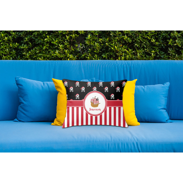 Pirate & Stripes Outdoor Throw Pillow  - LIFESTYLE (Rectangular - 20x14)