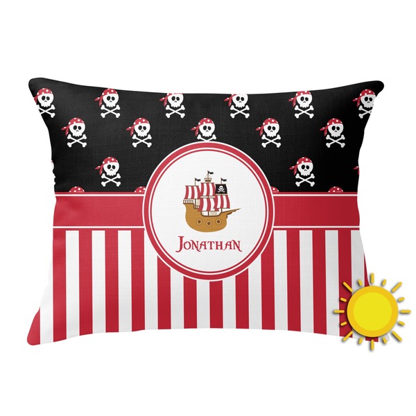Custom Pirate & Stripes Outdoor Throw Pillow (Rectangular) (Personalized)