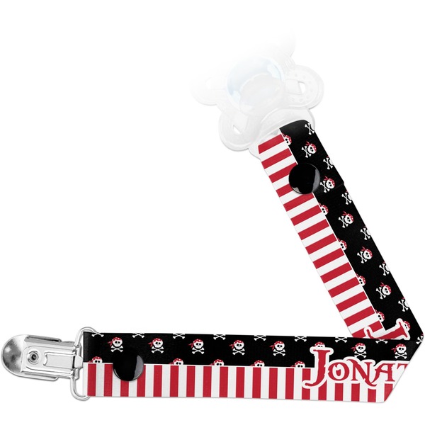 Custom Pirate & Stripes Pacifier Clip (Personalized)