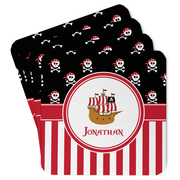 Custom Pirate & Stripes Paper Coasters w/ Name or Text