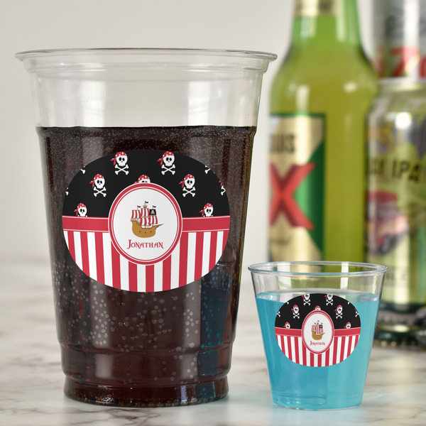 Pirate & Stripes Party Cups - 16oz - In Context