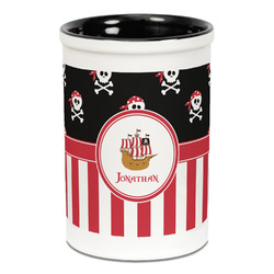 Pirate & Stripes Ceramic Pencil Holders - Black