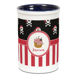 Pirate & Stripes Ceramic Pencil Holders - Blue