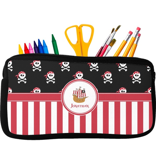 Custom Pirate & Stripes Neoprene Pencil Case (Personalized)