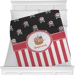 Pirate & Stripes Minky Blanket - Twin / Full - 80"x60" - Double Sided (Personalized)