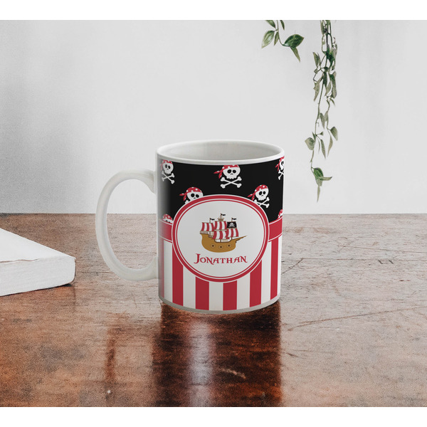 Pirate & Stripes Personalized Coffee Mug - Lifestyle