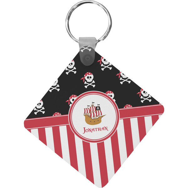 Custom Pirate & Stripes Diamond Plastic Keychain w/ Name or Text