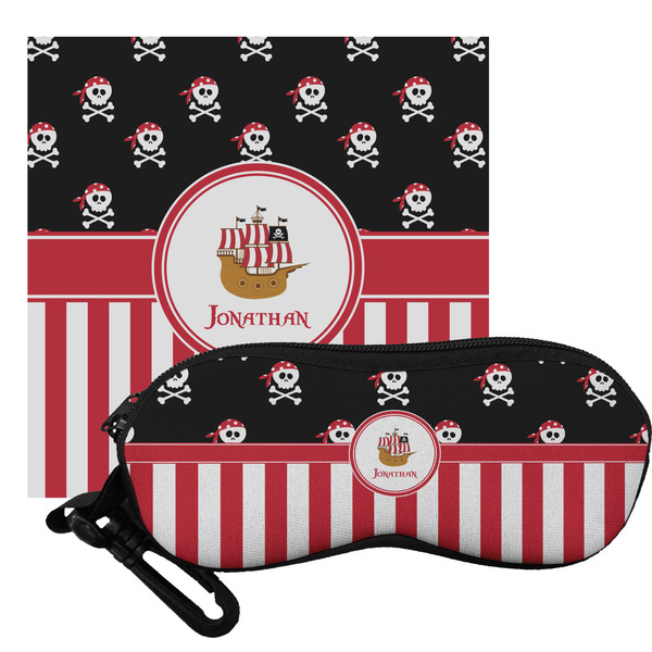 Custom Pirate & Stripes Eyeglass Case & Cloth (Personalized)