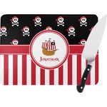 Pirate & Stripes Rectangular Glass Cutting Board - Large - 15.25"x11.25" w/ Name or Text