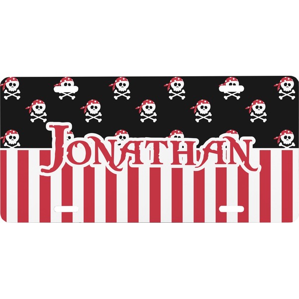 Custom Pirate & Stripes Front License Plate (Personalized)