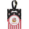 Pirate & Stripes Plastic Luggage Tag - Rectangular w/ Name or Text