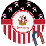 Pirate & Stripes Round Fridge Magnet (Personalized)