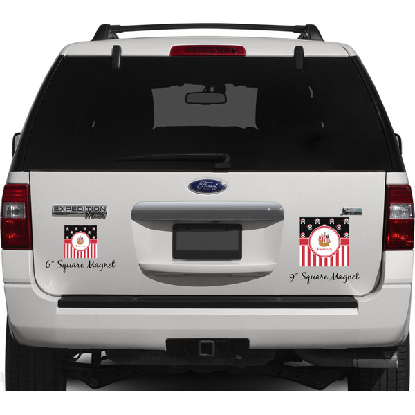 Pirate & Stripes Personalized Square Car Magnets on Ford Explorer
