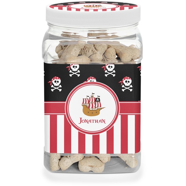 Custom Pirate & Stripes Dog Treat Jar (Personalized)