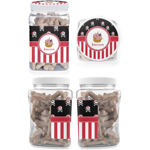 Pirate & Stripes Pet Treat Jar - Multiple Angles