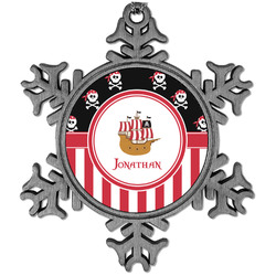 Pirate & Stripes Vintage Snowflake Ornament (Personalized)