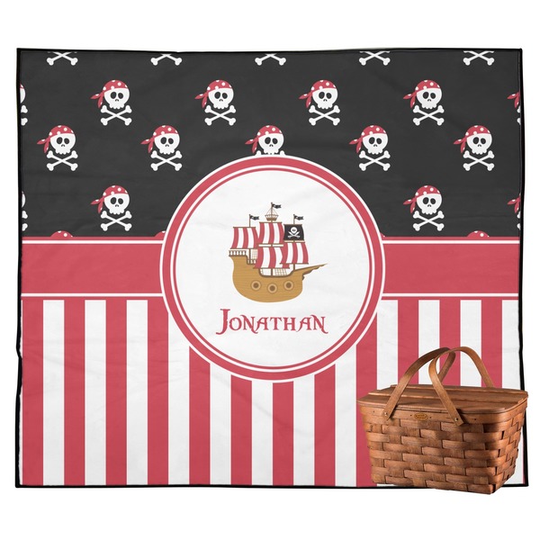 Custom Pirate & Stripes Outdoor Picnic Blanket (Personalized)